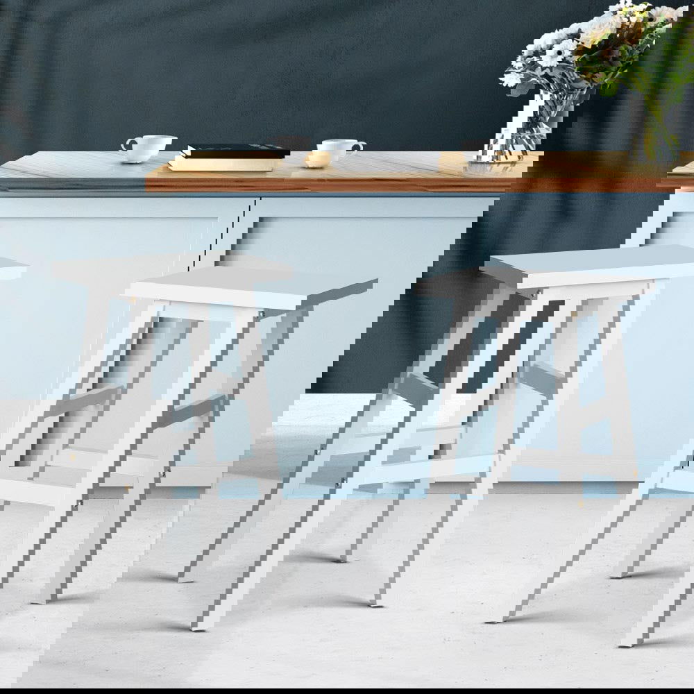 Artiss Bar Stools Kitchen Counter Stools Wooden Chairs White x2 - Cosy Abode