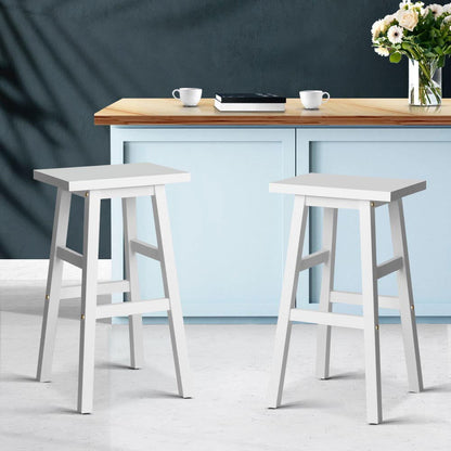 Artiss Bar Stools Kitchen Counter Stools Wooden Chairs White x2 - Cosy Abode