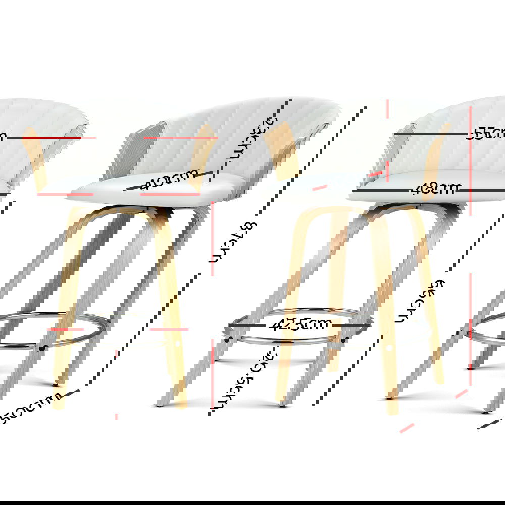 Artiss Bar Stools Kitchen Leather Barstools Swivel Counter Chairs x2 - Cosy Abode