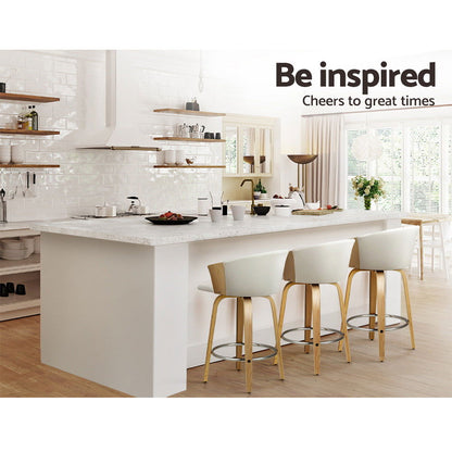 Artiss Bar Stools Kitchen Leather Barstools Swivel Counter Chairs x2 - Cosy Abode