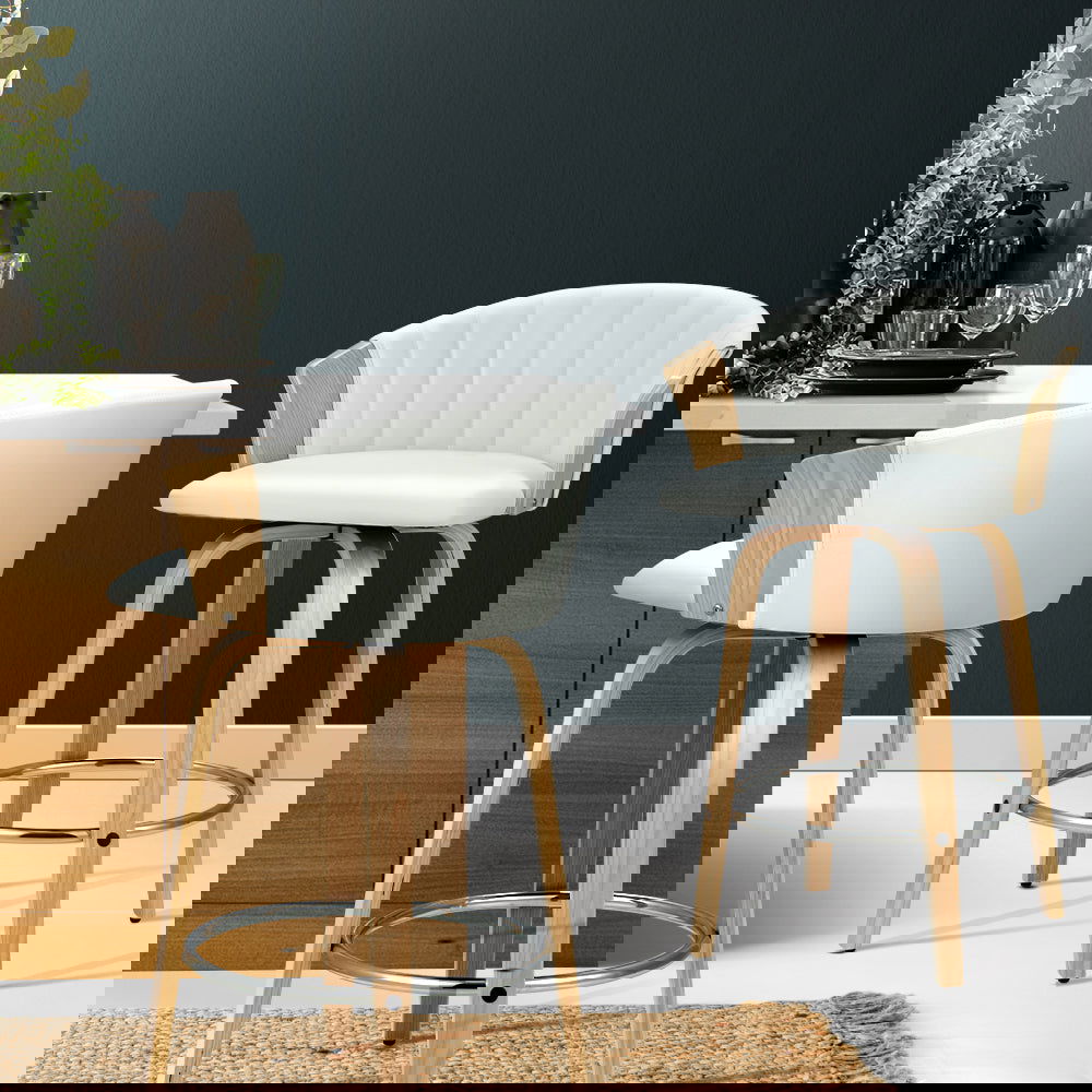 Artiss Bar Stools Kitchen Leather Barstools Swivel Counter Chairs x2 - Cosy Abode