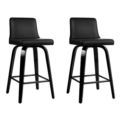 Artiss Bar Stools Kitchen Leather Barstools Swivel Wooden Chairs X2 - Cosy Abode