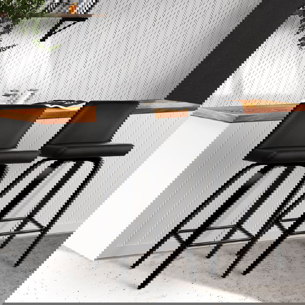 Artiss Bar Stools Kitchen Leather Barstools Swivel Wooden Chairs X2 - Cosy Abode