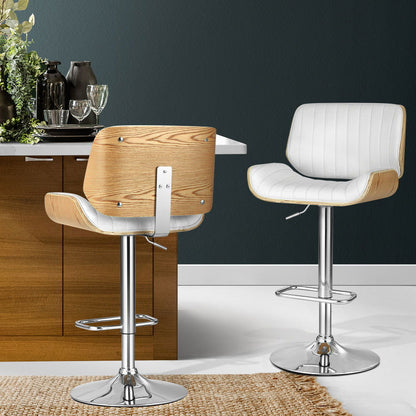 Artiss Bar Stools Swivel Leather Chairs Wooden - Cosy Abode
