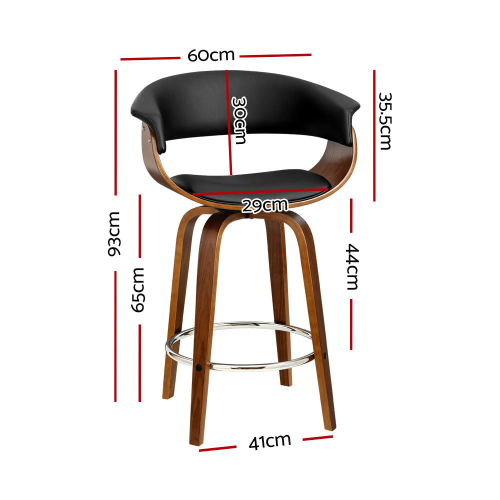 Artiss Bar Stools Swivel PU Seat Wooden - Cosy Abode