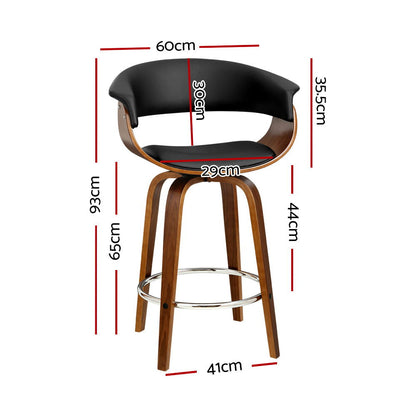 Artiss Bar Stools Swivel PU Seat Wooden - Cosy Abode