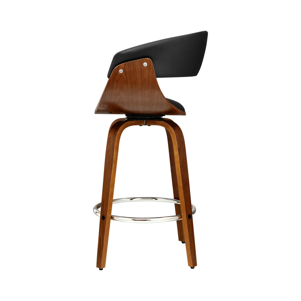 Artiss Bar Stools Swivel PU Seat Wooden - Cosy Abode