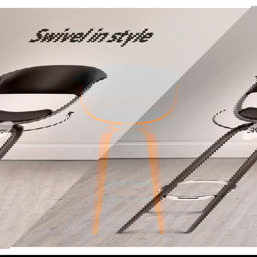 Artiss Bar Stools Swivel PU Seat Wooden - Cosy Abode