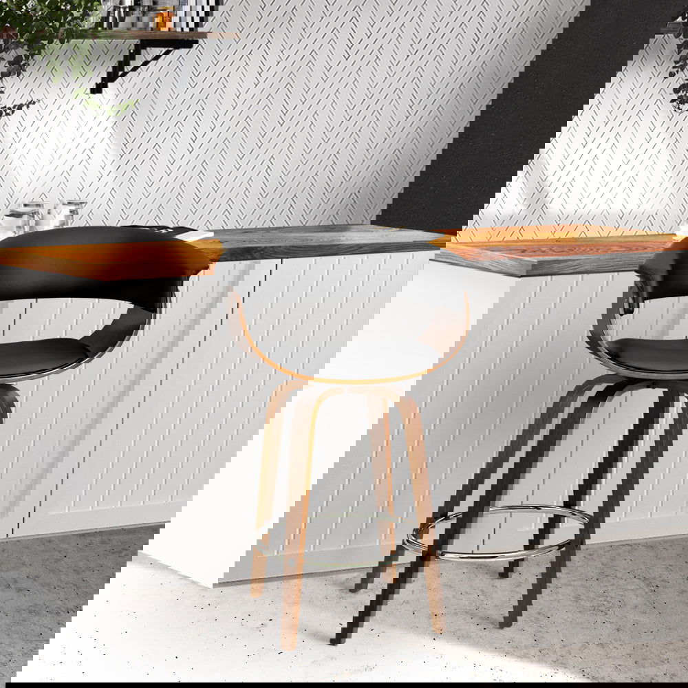 Artiss Bar Stools Swivel PU Seat Wooden - Cosy Abode