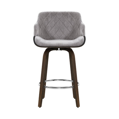 Artiss Bar Stools Swivel Velvet Padded Wooden - Cosy Abode