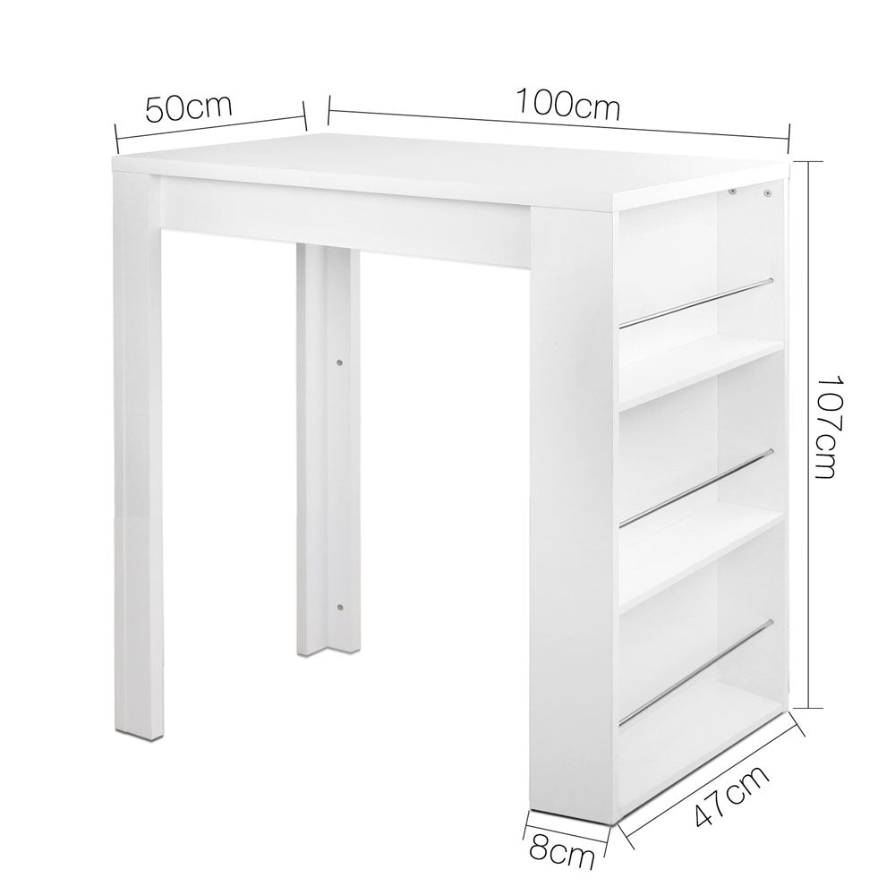 Artiss Bar Table 3-tier Storage Shelves White - Cosy Abode