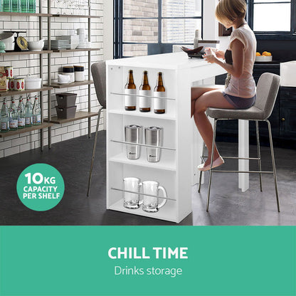 Artiss Bar Table 3-tier Storage Shelves White - Cosy Abode