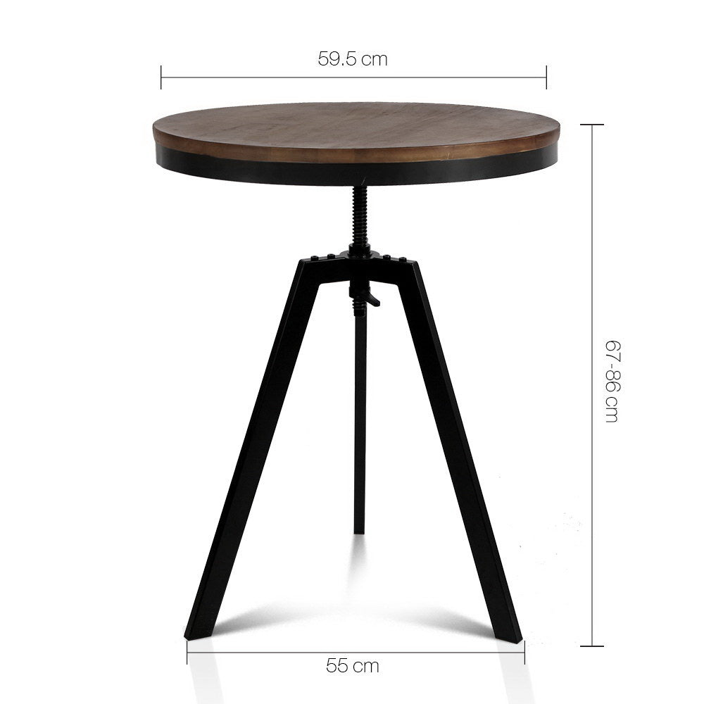 Artiss Bar Table 67-86CM Height Round Brown - Cosy Abode