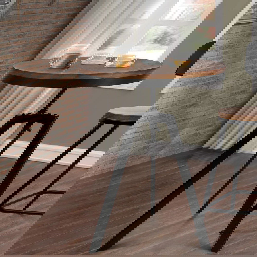 Artiss Bar Table 67-86CM Height Round Brown - Cosy Abode