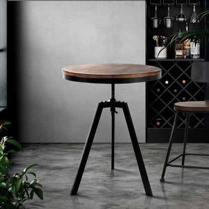 Artiss Bar Table 67-86CM Height Round Brown - Cosy Abode