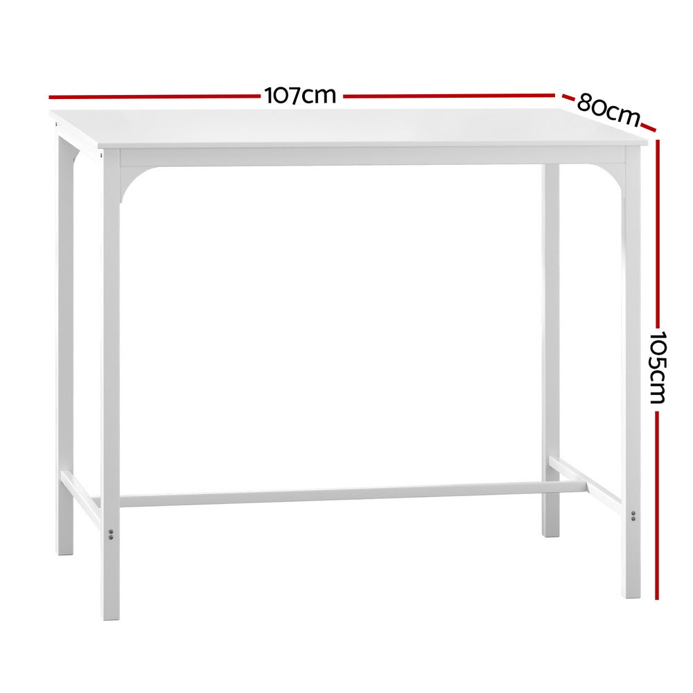 Artiss Bar Table Dining Desk Metal Legs - White - Cosy Abode