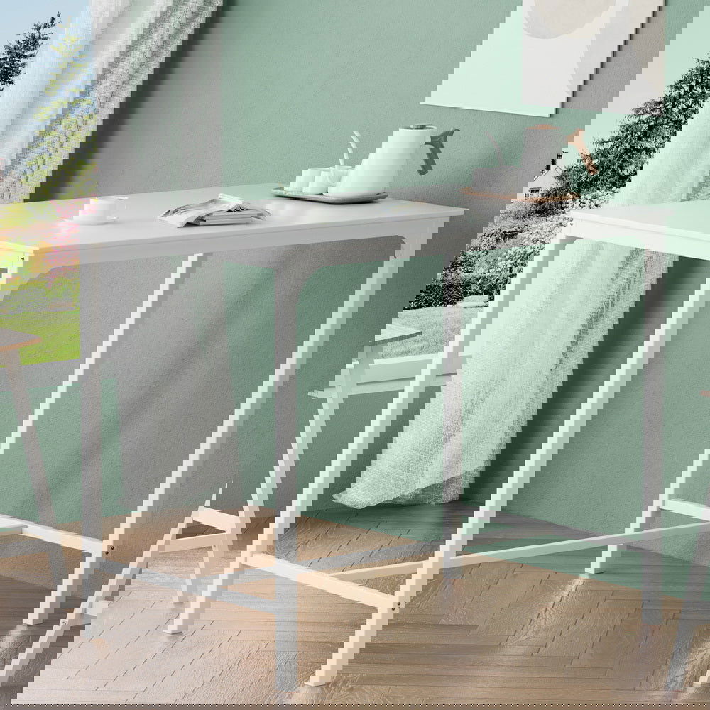 Artiss Bar Table Dining Desk Metal Legs - White - Cosy Abode