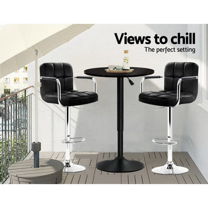 Artiss Bar Table Gas Lift Round Black - Cosy Abode