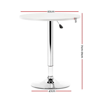 Artiss Bar Table Gas Lift Round White - Cosy Abode