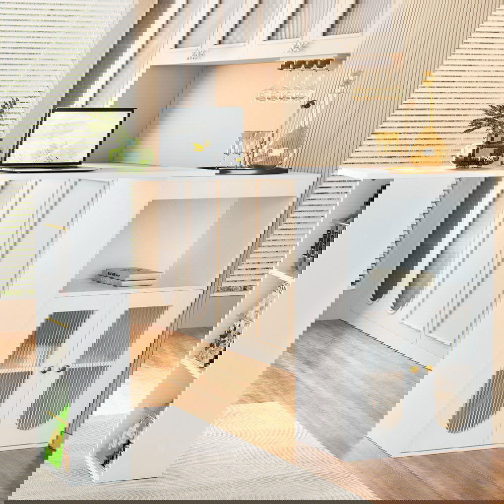 Artiss Bar Table Storage Cabinet Dining Wine Rack Home Office Desk Extendable - Cosy Abode