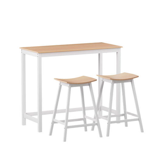 Artiss Bar Table and Stools Set Dining Desk Solid Wood Kitchen Chairs Cafe Pub - Cosy Abode