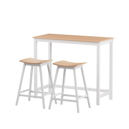 Artiss Bar Table and Stools Set Dining Desk Solid Wood Kitchen Chairs Cafe Pub - Cosy Abode