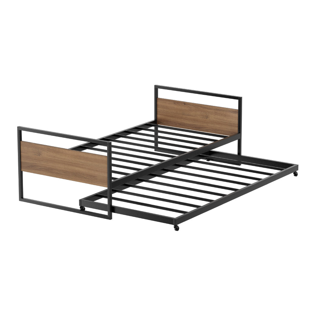 Artiss Bed Frame 2x Single Size Metal Trundle Daybed DEAN - Cosy Abode