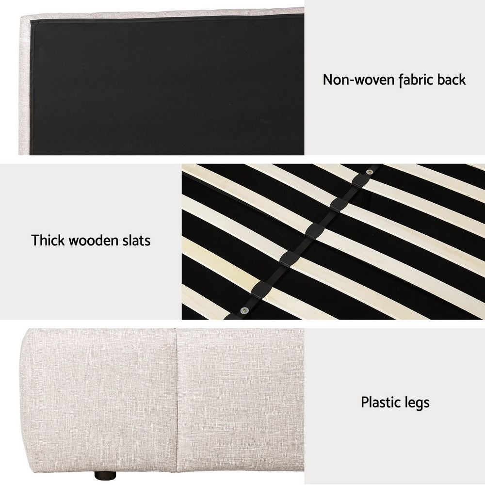 Artiss Bed Frame Double Size Beige TETTE - Cosy Abode