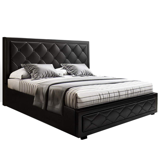 Artiss Bed Frame Double Size Gas Lift Black TIYO - Cosy Abode