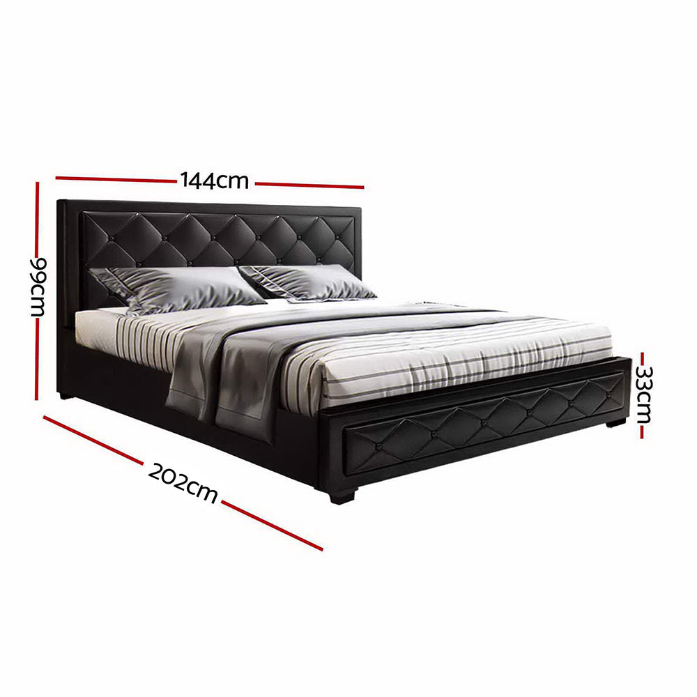 Artiss Bed Frame Double Size Gas Lift Black TIYO - Cosy Abode