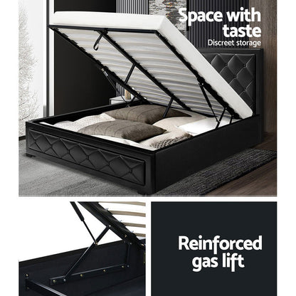 Artiss Bed Frame Double Size Gas Lift Black TIYO - Cosy Abode