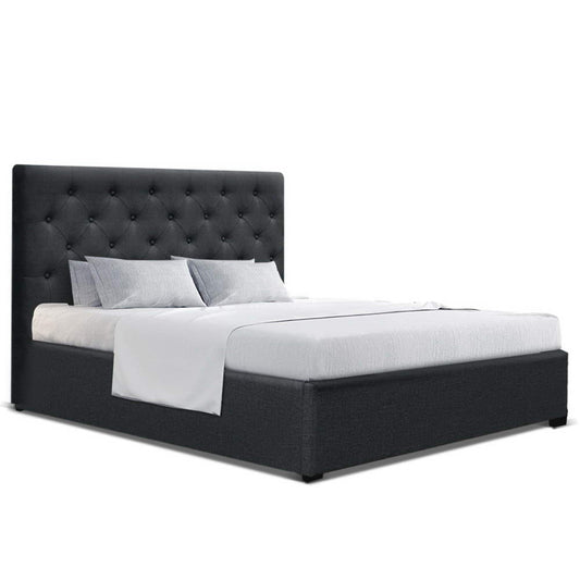 Artiss Bed Frame Double Size Gas Lift Charcoal VILA - Cosy Abode