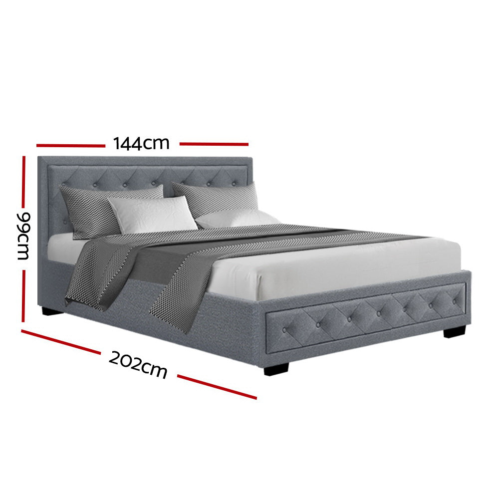 Artiss Bed Frame Double Size Gas Lift Grey TIYO - Cosy Abode