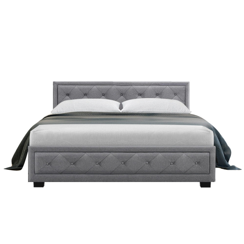 Artiss Bed Frame Double Size Gas Lift Grey TIYO - Cosy Abode