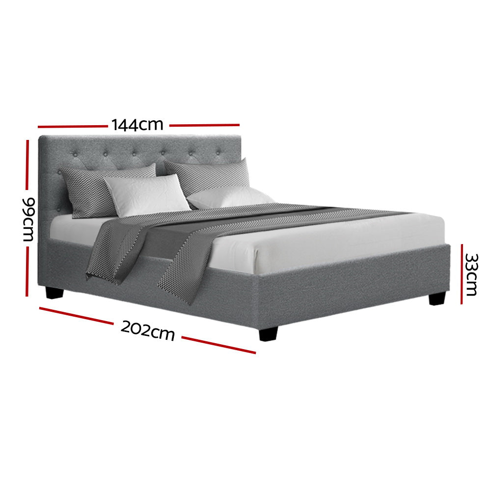 Artiss Bed Frame Double Size Gas Lift Grey VILA - Cosy Abode
