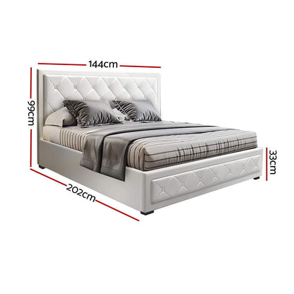 Artiss Bed Frame Double Size Gas Lift White TIYO - Cosy Abode