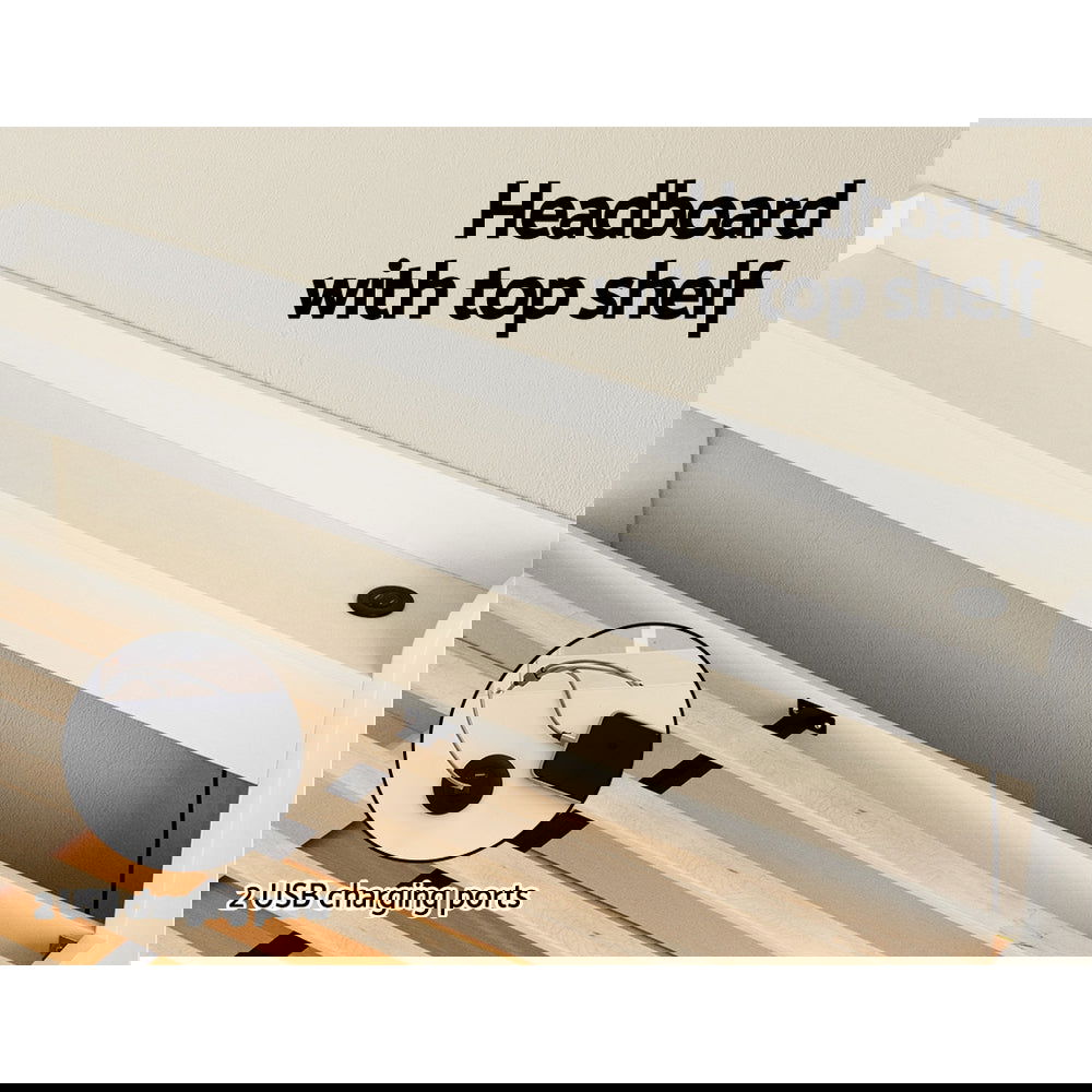 Artiss Bed Frame Double Size Mattress Base wtih Charging Ports 2 Storage Drawers - Cosy Abode