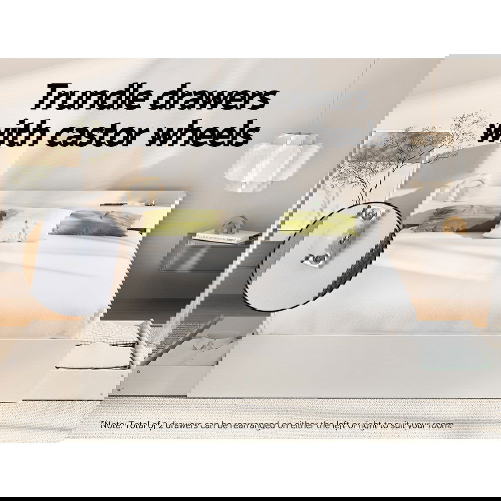 Artiss Bed Frame Double Size Mattress Base wtih Charging Ports 2 Storage Drawers - Cosy Abode