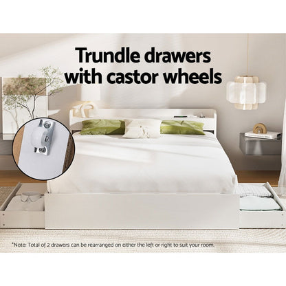 Artiss Bed Frame Double Size Mattress Base wtih Charging Ports 2 Storage Drawers - Cosy Abode