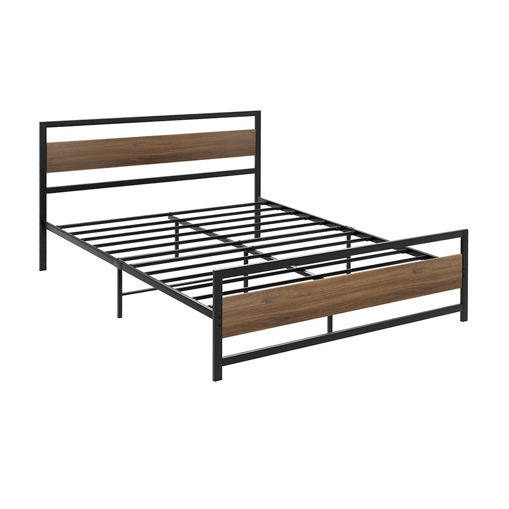 Artiss Bed Frame Double Size Metal Base Mattress Platform Foundation Black DREW - Cosy Abode