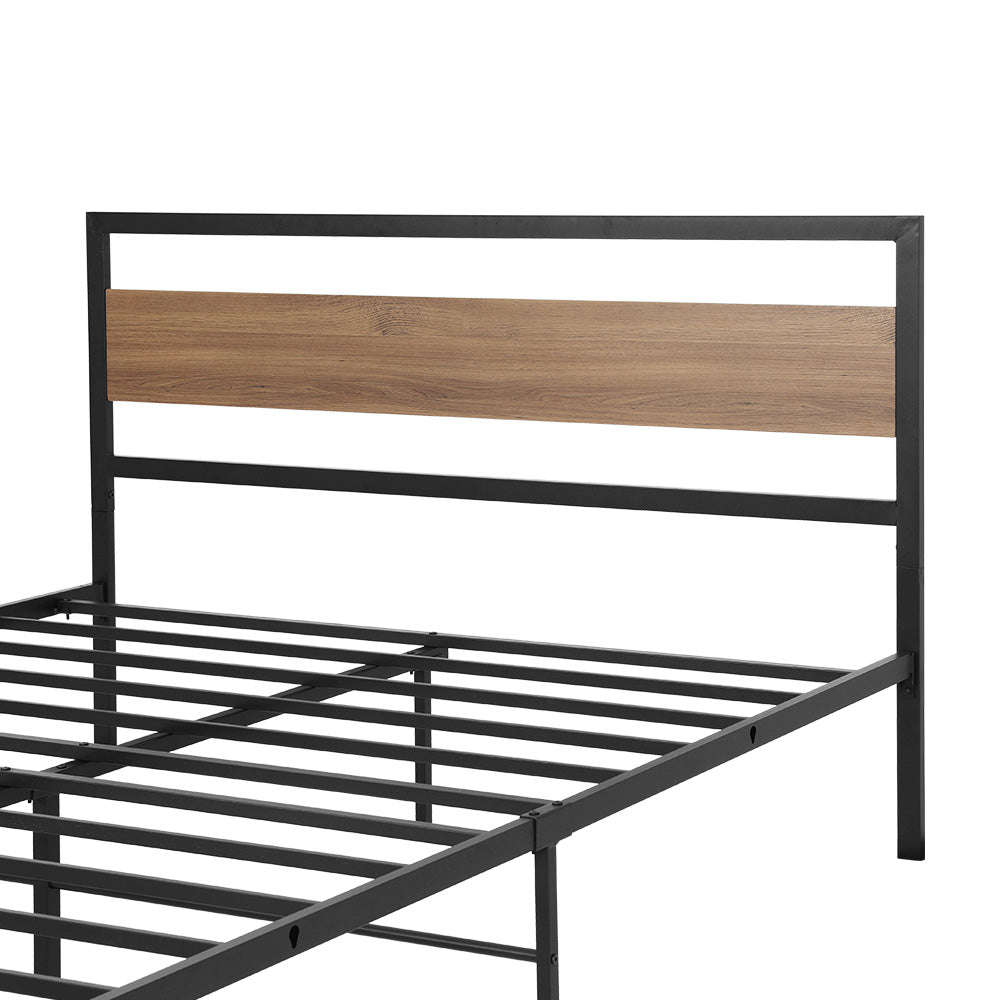 Artiss Bed Frame Double Size Metal Base Mattress Platform Foundation Black DREW - Cosy Abode