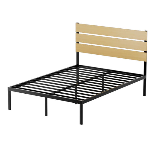 Artiss Bed Frame Double Size Metal Base Mattress Platform Foundation Black PAULA - Cosy Abode