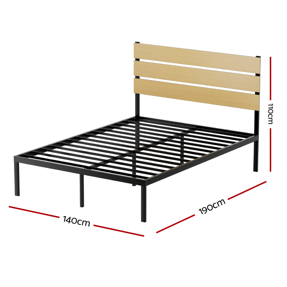 Artiss Bed Frame Double Size Metal Base Mattress Platform Foundation Black PAULA - Cosy Abode