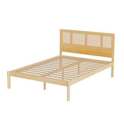Artiss Bed Frame Double Size Rattan Wooden RITA - Cosy Abode