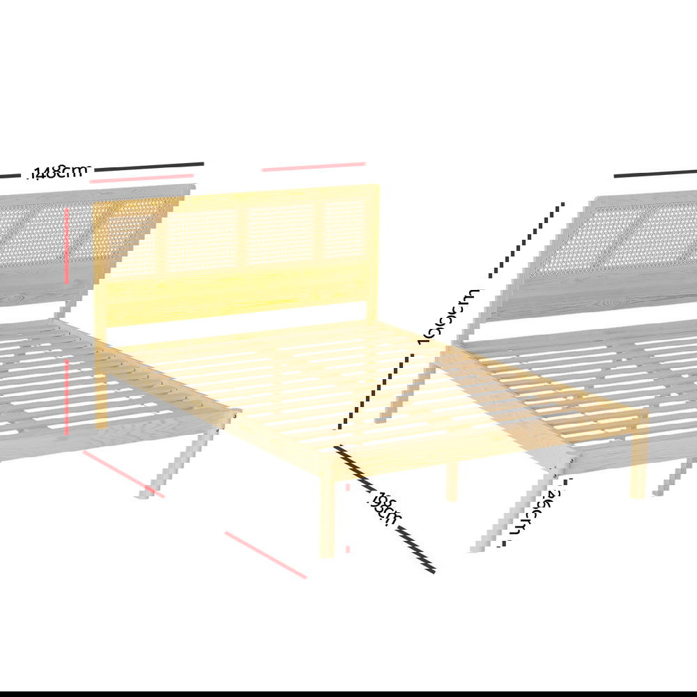Artiss Bed Frame Double Size Rattan Wooden RITA - Cosy Abode