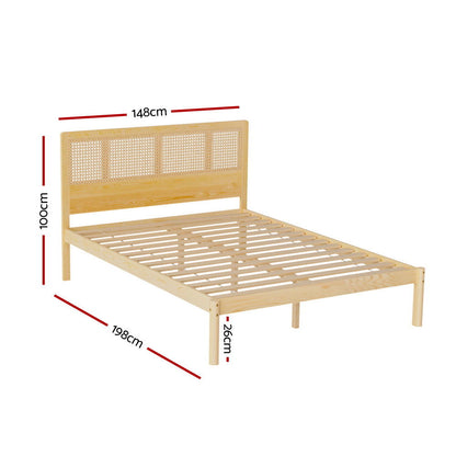 Artiss Bed Frame Double Size Rattan Wooden RITA - Cosy Abode