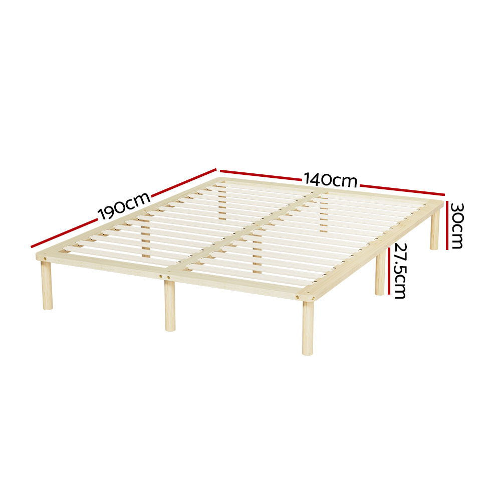 Artiss Bed Frame Double Size Wooden Base Mattress Platform Timber Pine AMBA - Cosy Abode