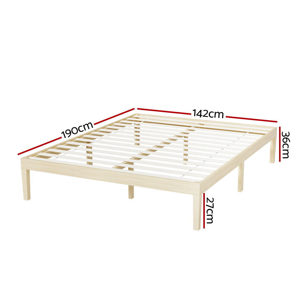 Artiss Bed Frame Double Size Wooden Base Mattress Platform Timber Pine BRUNO - Cosy Abode