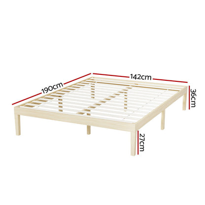Artiss Bed Frame Double Size Wooden Base Mattress Platform Timber Pine BRUNO - Cosy Abode