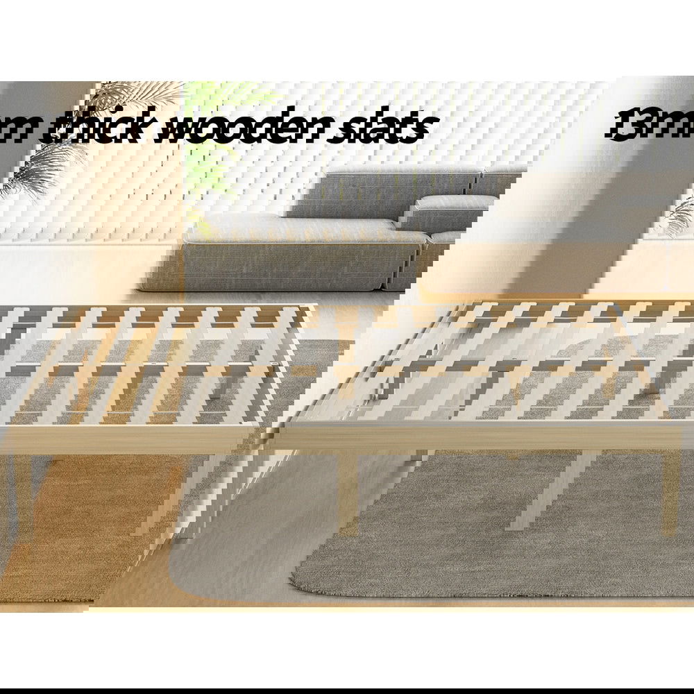 Artiss Bed Frame Double Size Wooden Base Mattress Platform Timber Pine BRUNO - Cosy Abode